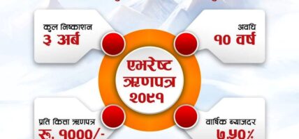 ‘एभरेष्ट बैंक लिमिटेड ऋणपत्र २०९१’ आजदेखि बिक्री खुला