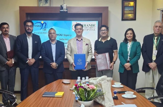 नेशनल लाईफ र ग्राण्डी इन्टरनेशनल हस्पिटलबीच मेडिकल सेवा सम्झौता