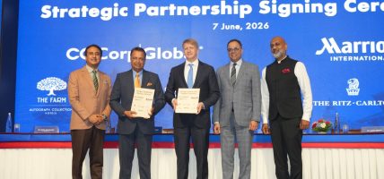 म्यारियट इन्टरनेशनल र सीजी हस्पिटालिटी ग्लोबलबीच नेपालमा दुई अल्ट्रा लग्जरी होटल सञ्चालनका लागि सम्झौतापत्रमा हस्ताक्षर