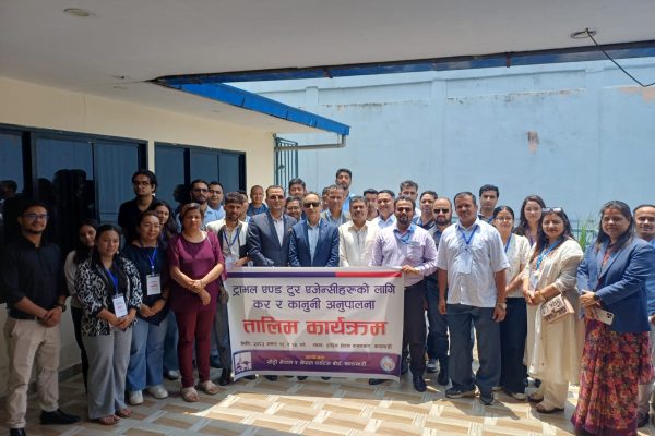 सोट्टो नेपाल र पर्यटन बोर्डद्वारा ट्राभल तथा टुर व्यवसायीलाई कर र कानुनी अनुपालनासम्बन्धी तालिम प्रदान सोट्टो नेपाल र पर्यटन बोर्डद्वारा ट्राभल तथा टुर व्यवसायीलाई कर र कानुनी अनुपालनासम्बन्धी तालिम प्रदान